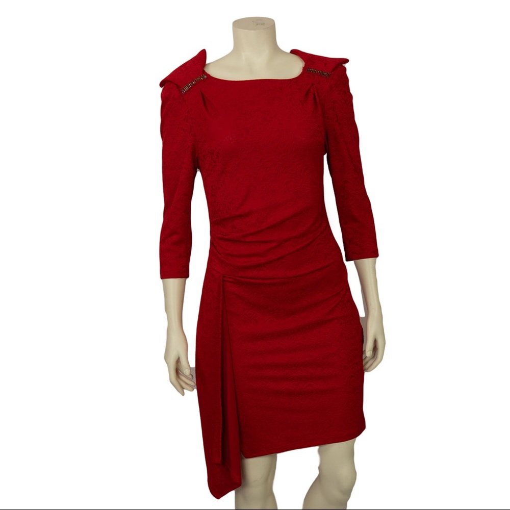 LUNATIC 3/4 Sleeve Mini Dress, Red, Size M